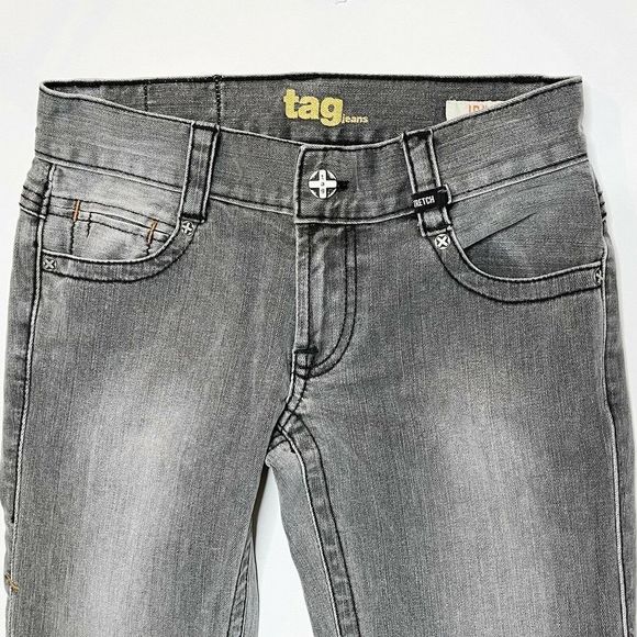 Tag Jeans SZ 26 Stretch Gray #6011 Stone Wash Mid Rise Straight Capsule Wardrobe - Picture 2 of 11